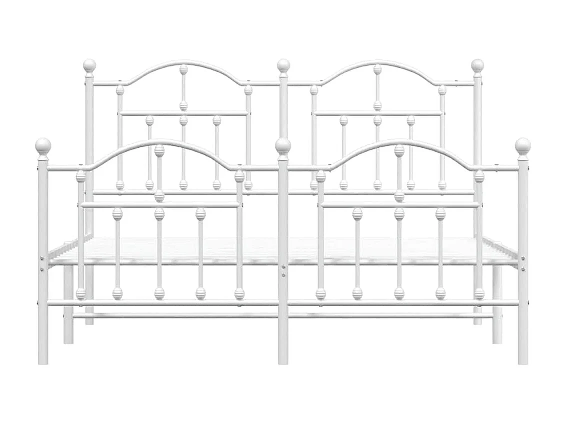 Giroletto con Testiera e Pediera Metallo Bianco 135x190 cm