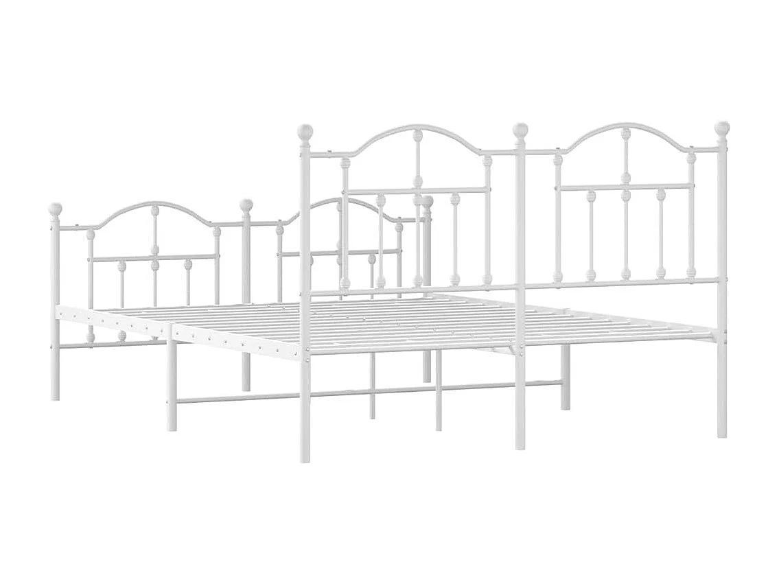 Giroletto con Testiera e Pediera Metallo Bianco 135x190 cm