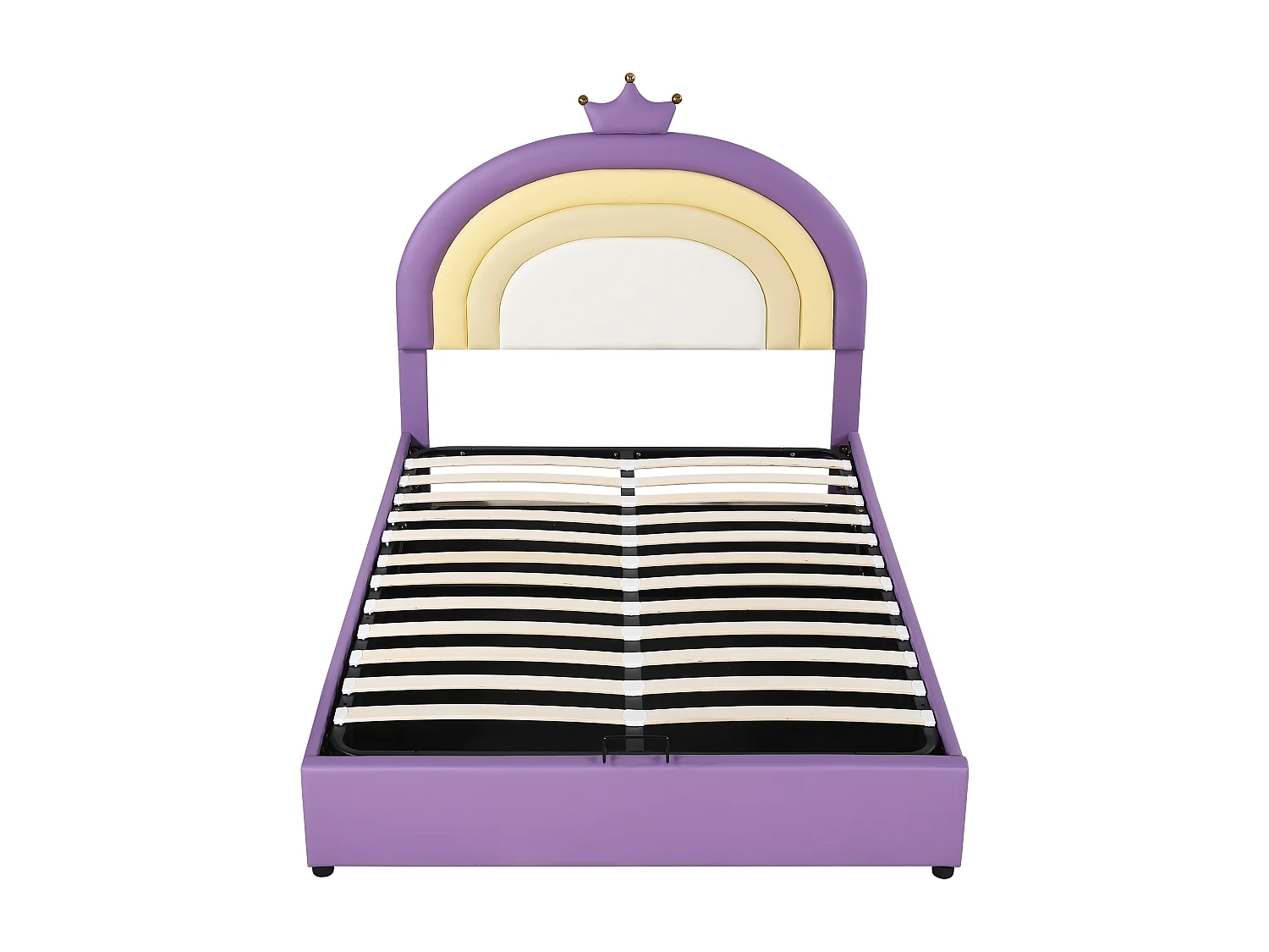 Lit rembourré adolescent Violet clair 140 * 200 avec cadre à lattes et tête de lit, support de lattes en bois, tête de lit réglable en hauteur