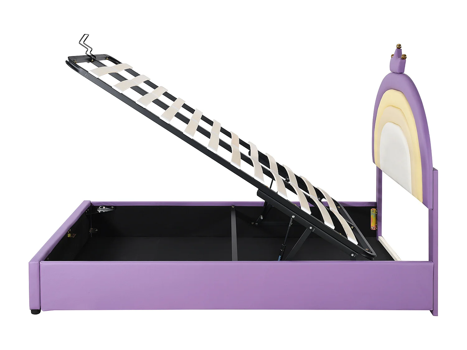 Lit rembourré adolescent Violet clair 140 * 200 avec cadre à lattes et tête de lit, support de lattes en bois, tête de lit réglable en hauteur