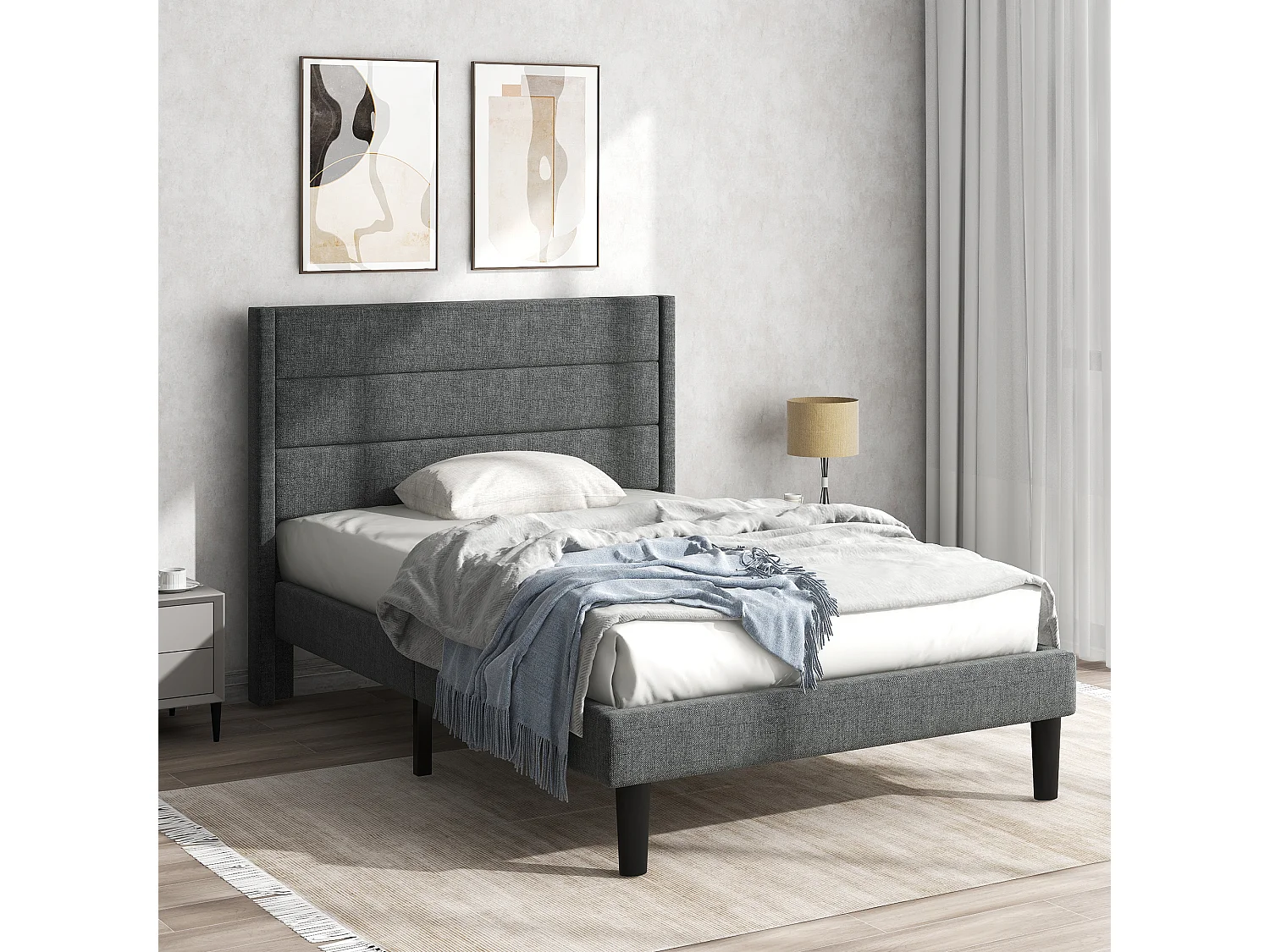 Cama acolchoada para adulto 180 x 779 cm, sem cabeceira, com faixa LED (monocromática), base com suspensão hidráulica, bege.