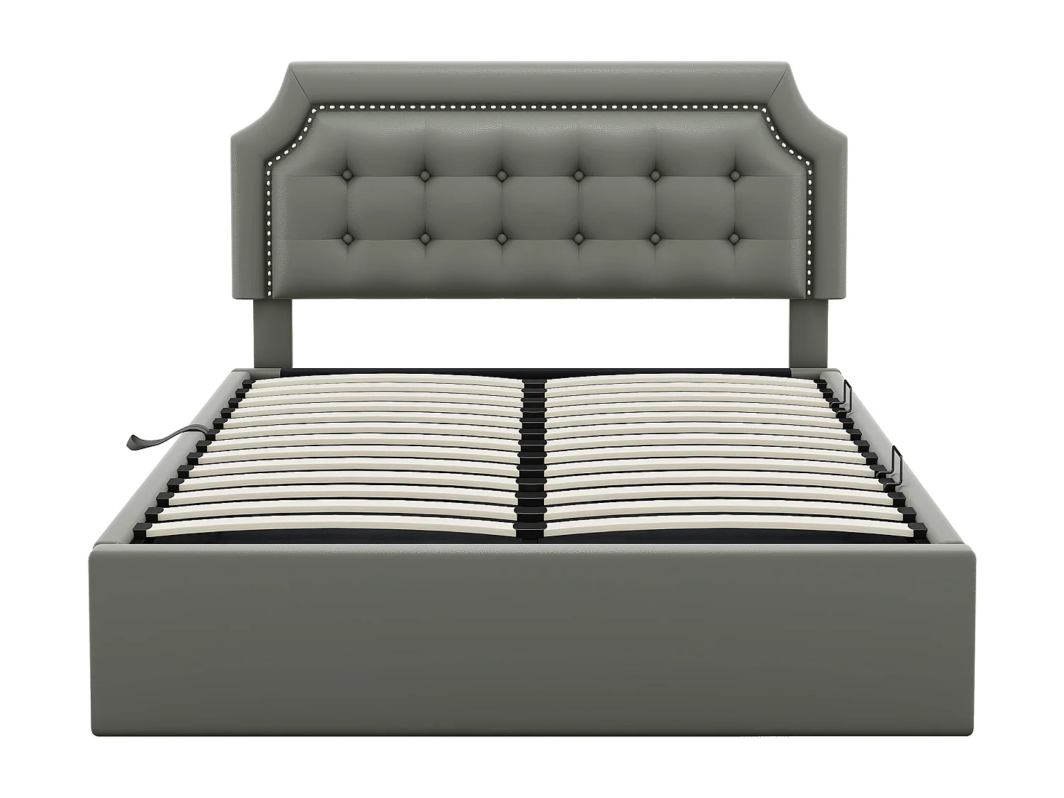 Lit plat rembourré gris 140 * 200cm, Design minimaliste, intérieur élégant