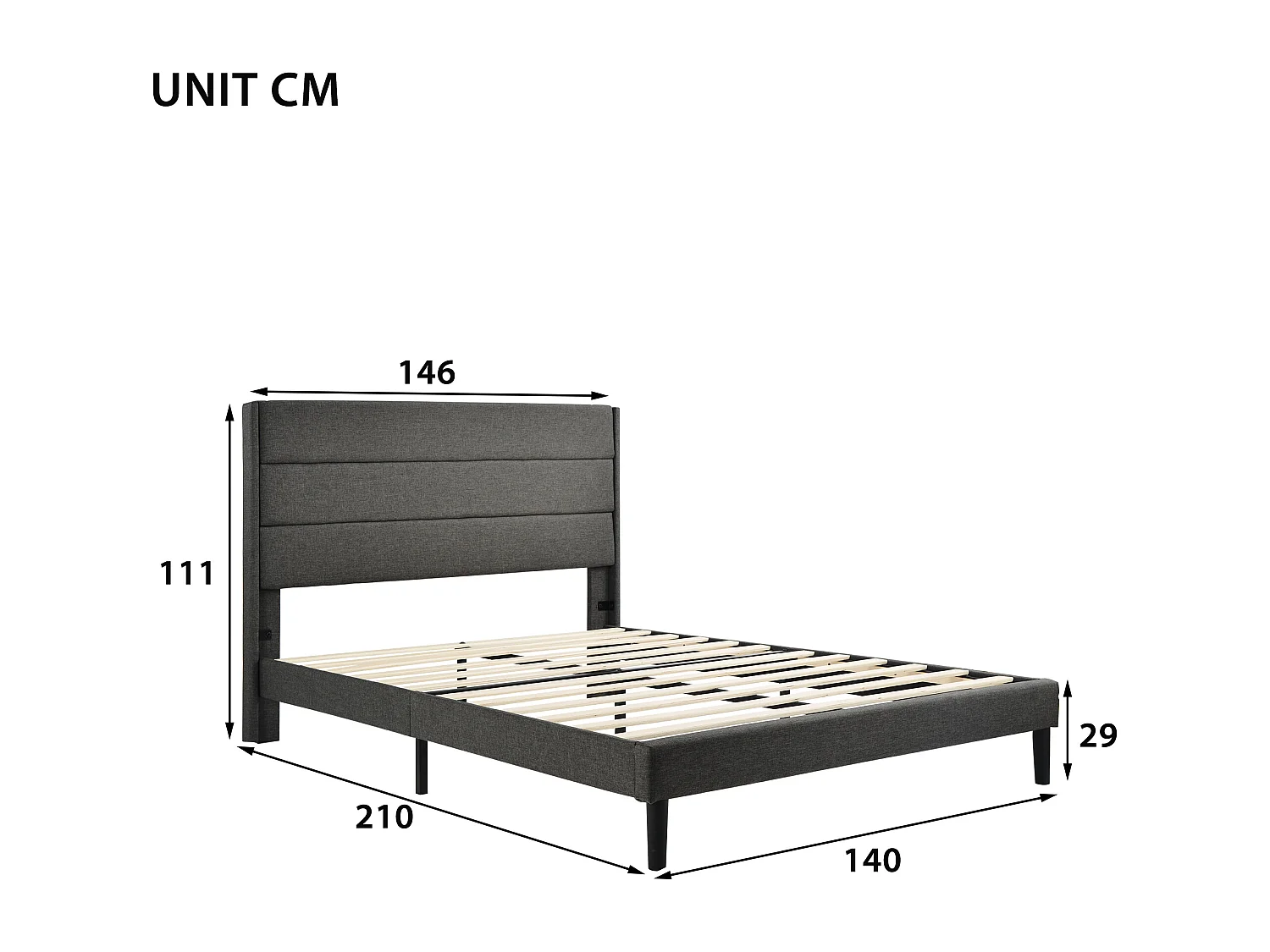 Cama acolchoada para adulto 180 x 961 cm, sem cabeceira, com faixa LED (monocromática), base com suspensão hidráulica, bege.