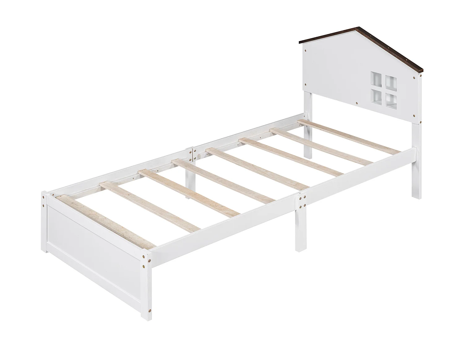 Lit plat blanc 90 * 200cm pour les enfants, bois massif, petite décoration de fenêtre, veilleuse LED