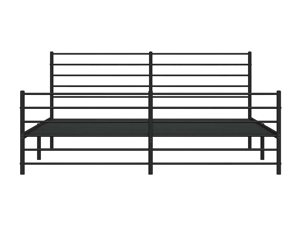 Cadre de lit métal sans matelas avec pied de lit noir 183x213cm