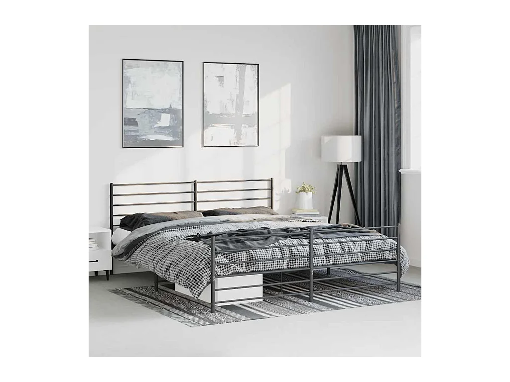 Giroletto con Testiera e Pediera Metallo Nero 183x213 cm