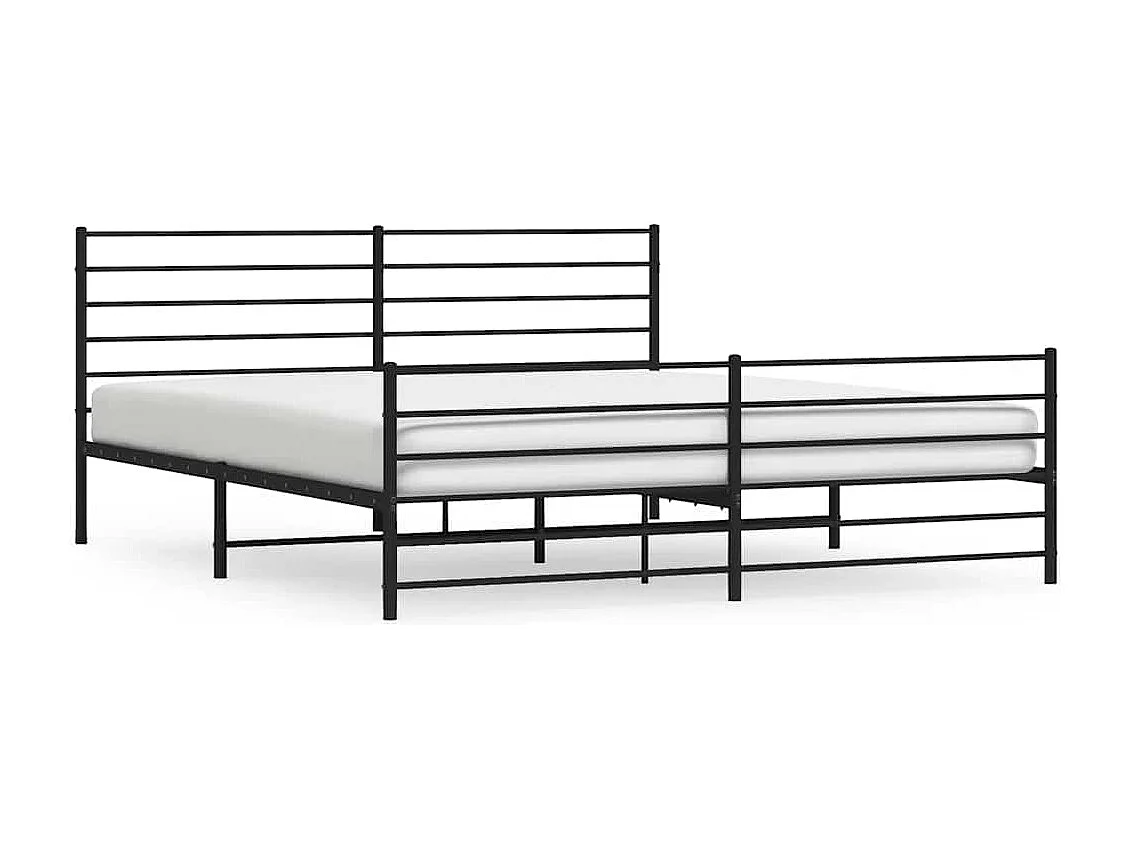 Cadre de lit métal sans matelas avec pied de lit noir 183x213cm