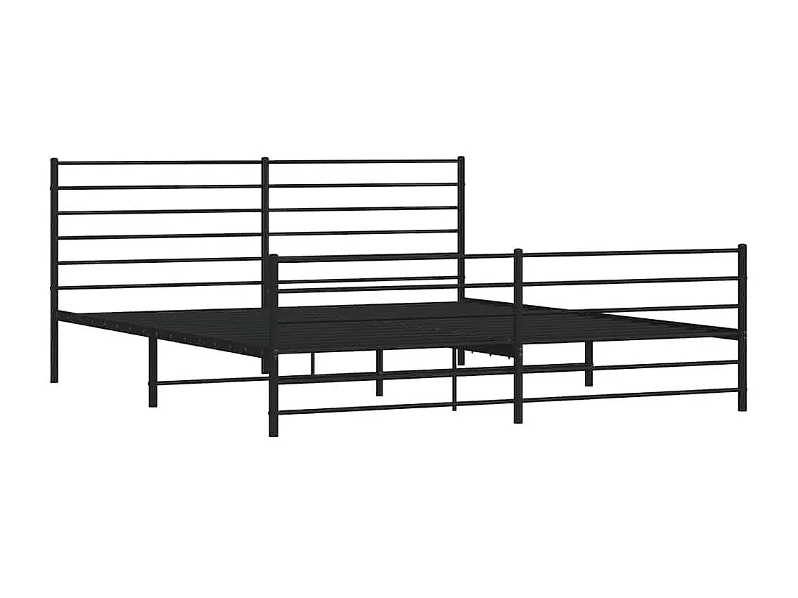 Cadre de lit métal sans matelas avec pied de lit noir 183x213cm