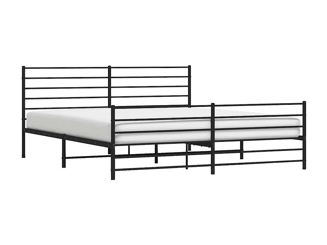Cadre de lit métal sans matelas avec pied de lit noir 183x213cm