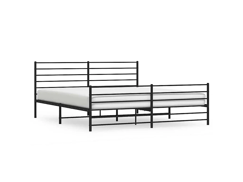 Giroletto con Testiera e Pediera Metallo Nero 183x213 cm
