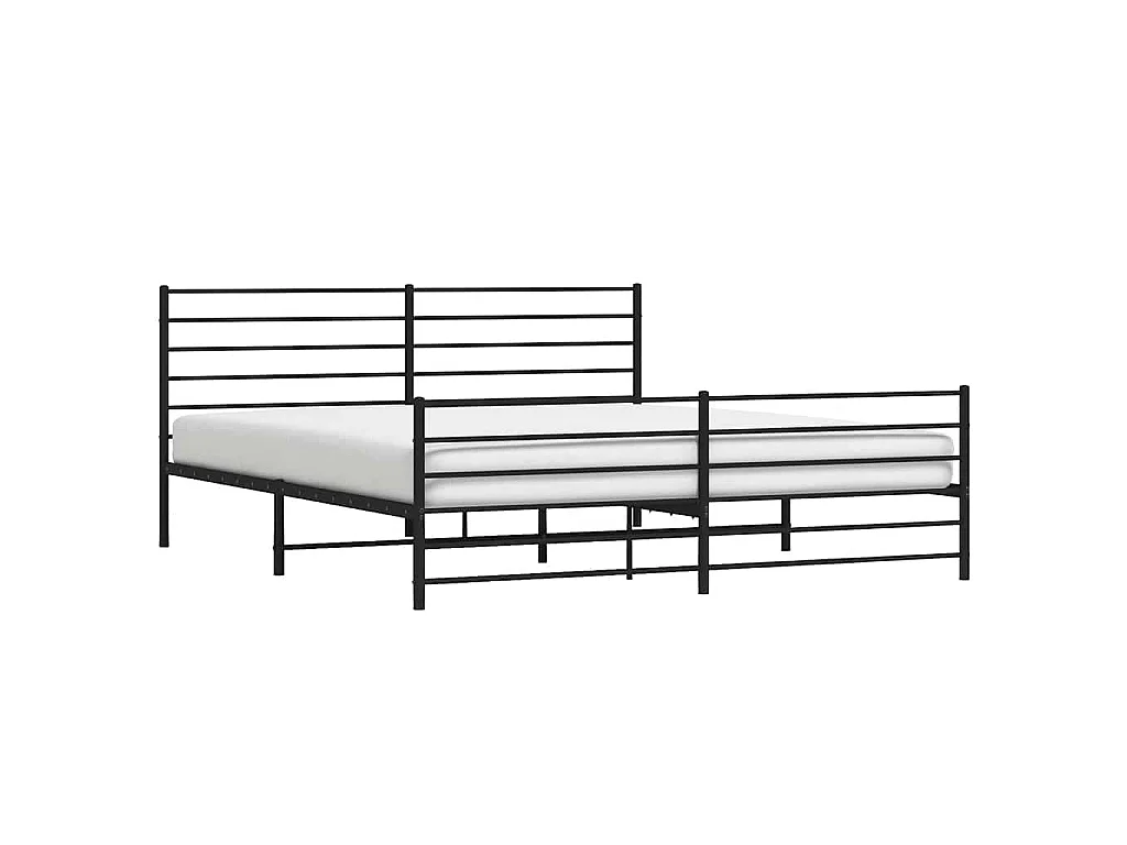 Cadre de lit métal sans matelas avec pied de lit noir 183x213cm