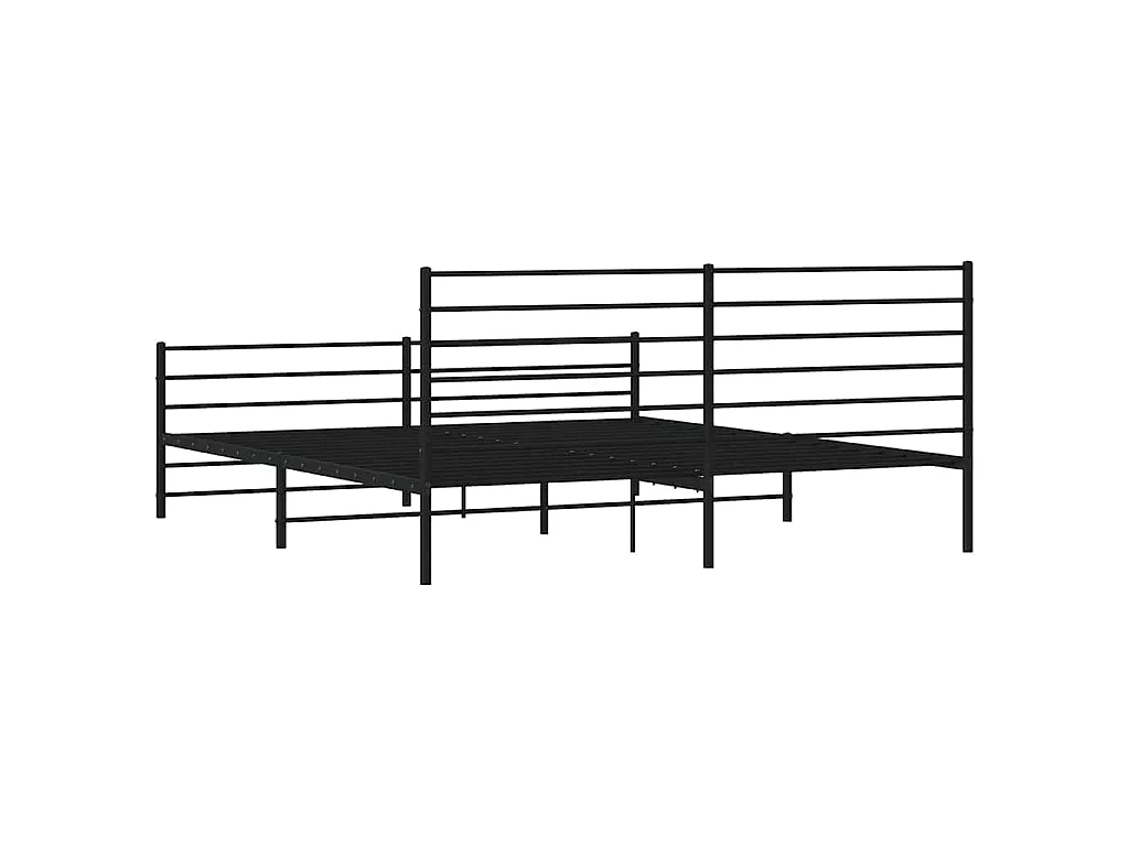 Cadre de lit métal sans matelas avec pied de lit noir 183x213cm