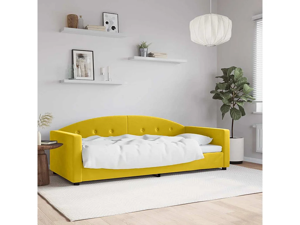 Lit de repos sans matelas jaune 90x200 cm velours