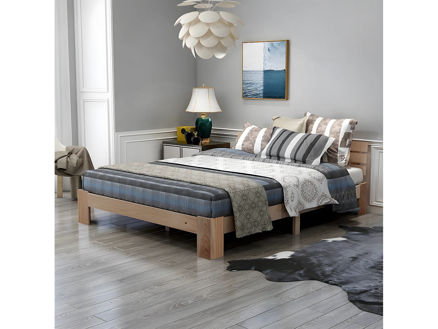 Cama acolchoada para adulto 180 x 977 cm, sem cabeceira, com faixa LED (monocromática), base com suspensão hidráulica, bege.