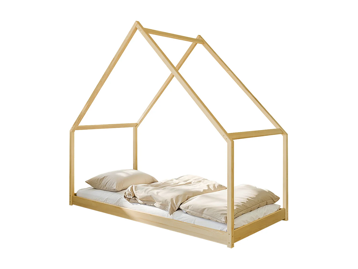 Lit cabane 90x200 sommier inclus Louisa Bois
