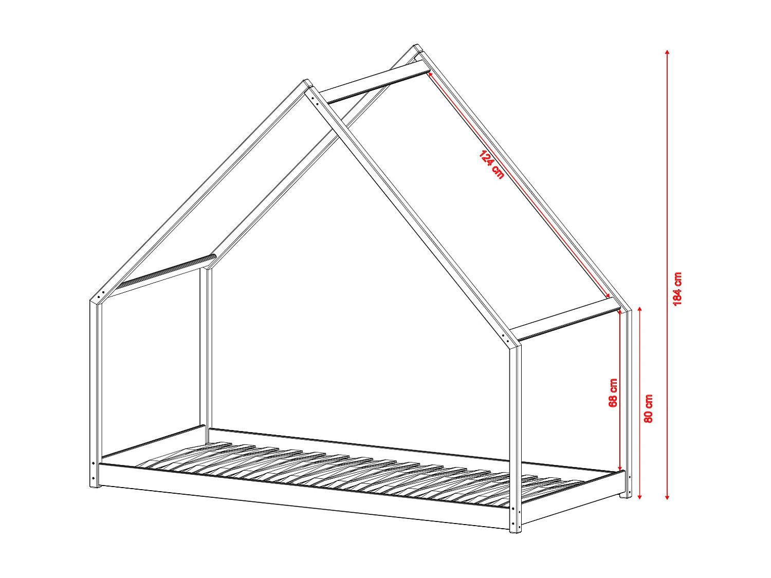 Lit cabane 90x200 sommier inclus Louisa Bois