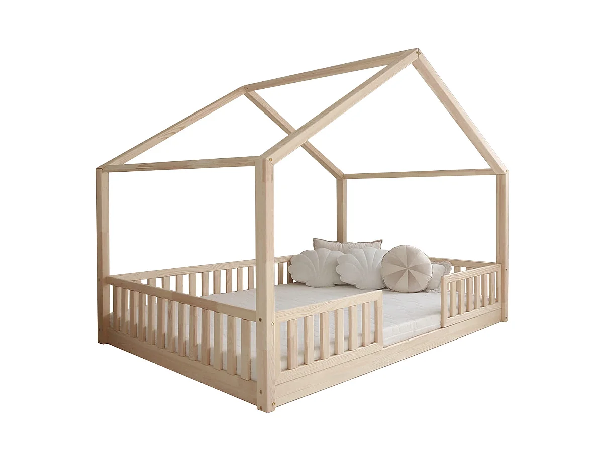 Cama cabana 140x200 barreiras e base incluída pés 1 cm Roxane Madeira