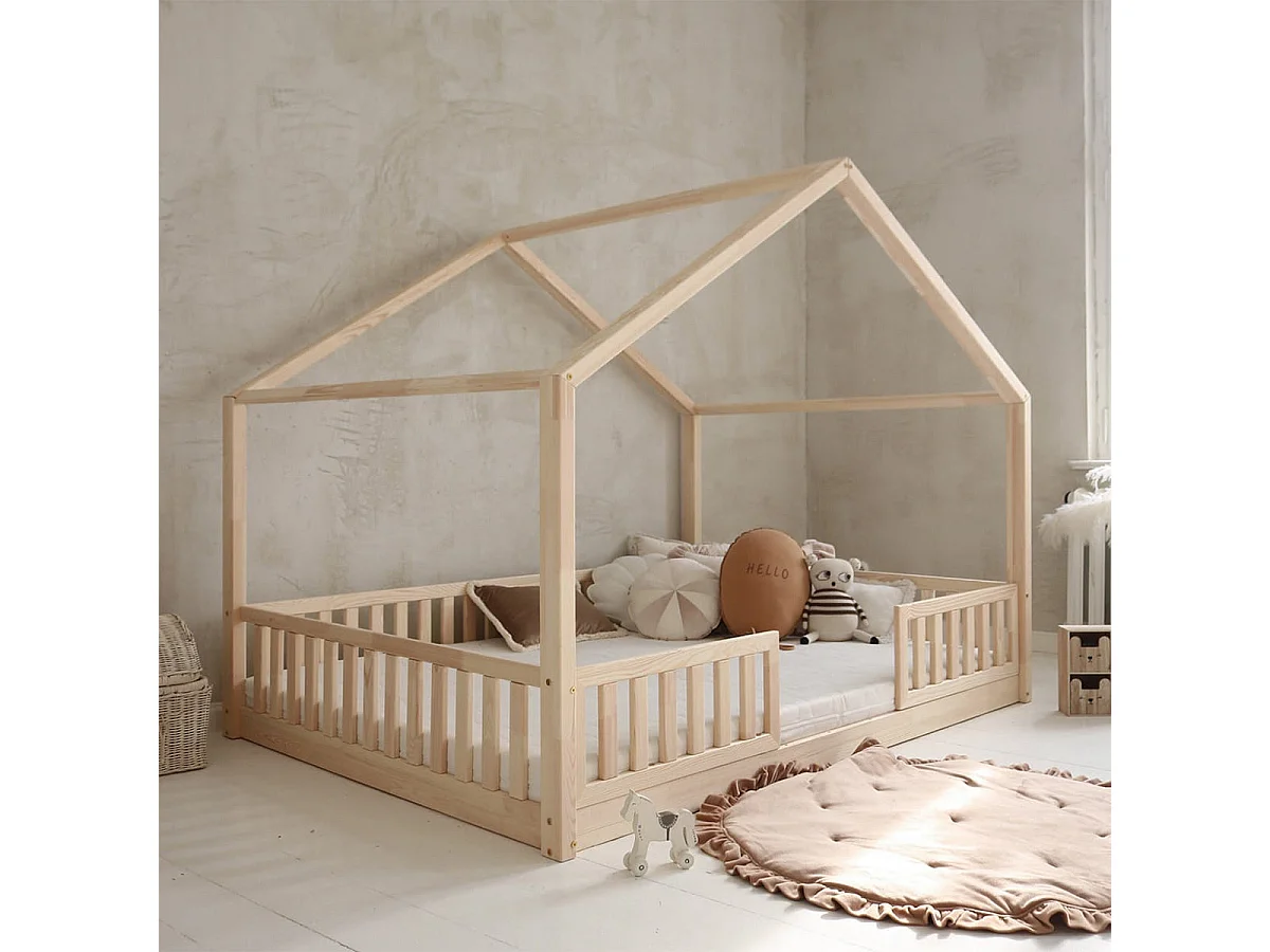 Cama cabana 140x200 barreiras e base incluída pés 1 cm Roxane Madeira
