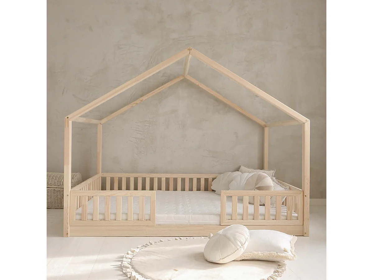 Cama cabana 140x200 barreiras e base incluída pés 1 cm Roxane Madeira