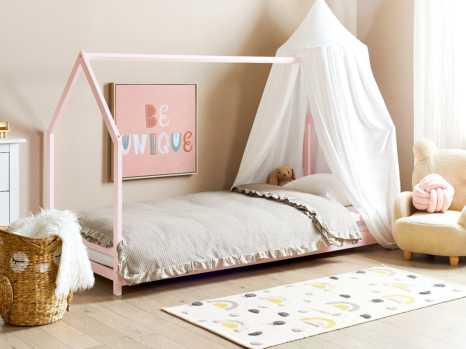 Letto a baldacchino legno rosa 90 x 200 cm APPY