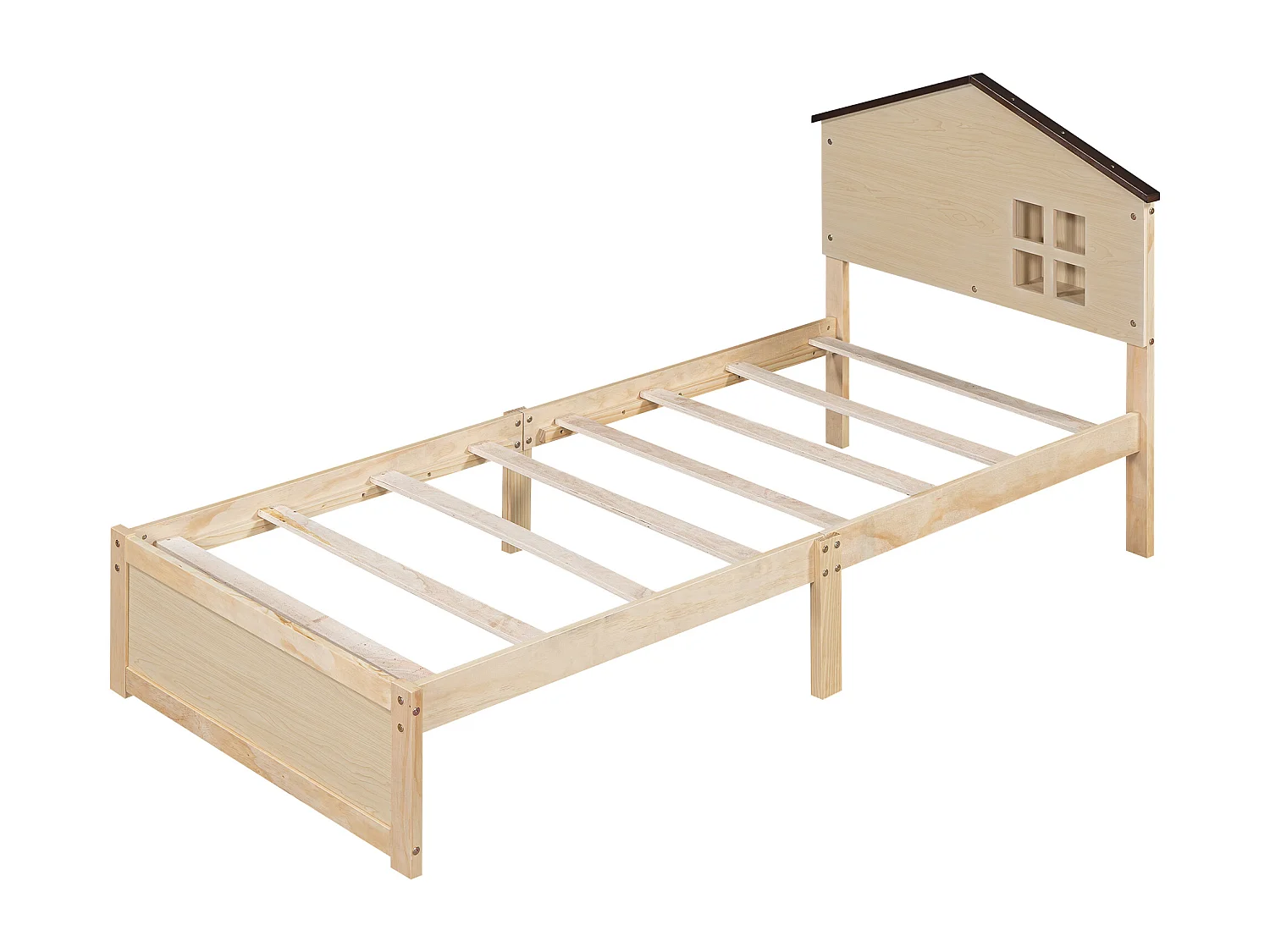 90 * 200cm lit plat pour les enfants, bois massif, petite décoration de fenêtre, veilleuse LED