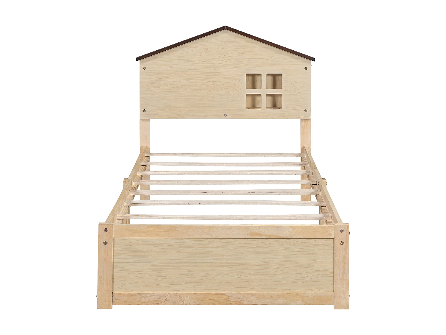 90 * 200cm lit plat pour les enfants, bois massif, petite décoration de fenêtre, veilleuse LED