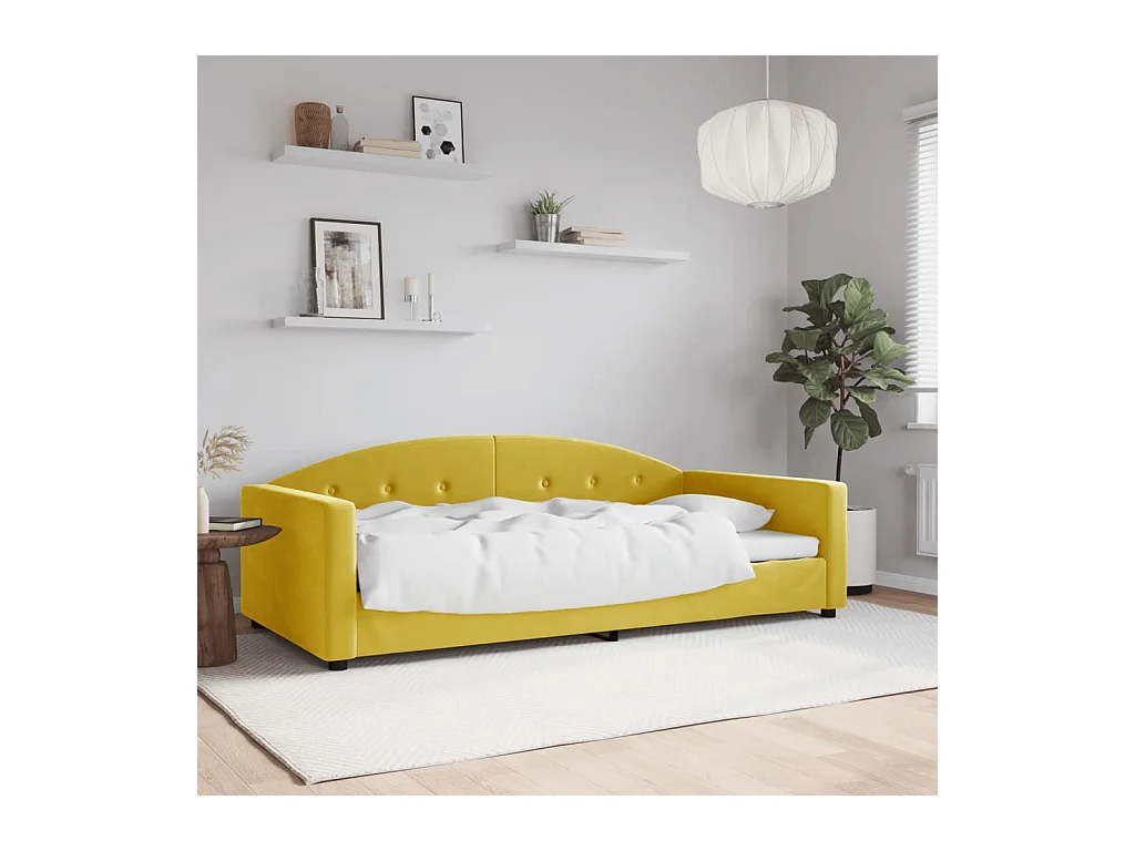 Sofá cama sin colchón terciopelo amarillo 100x200 cm