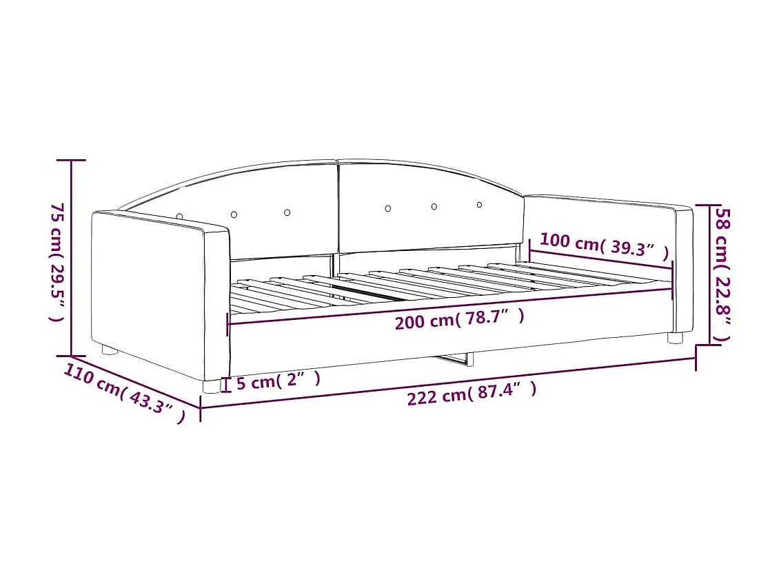 Tagesbett Gelb 100x200 cm Samt