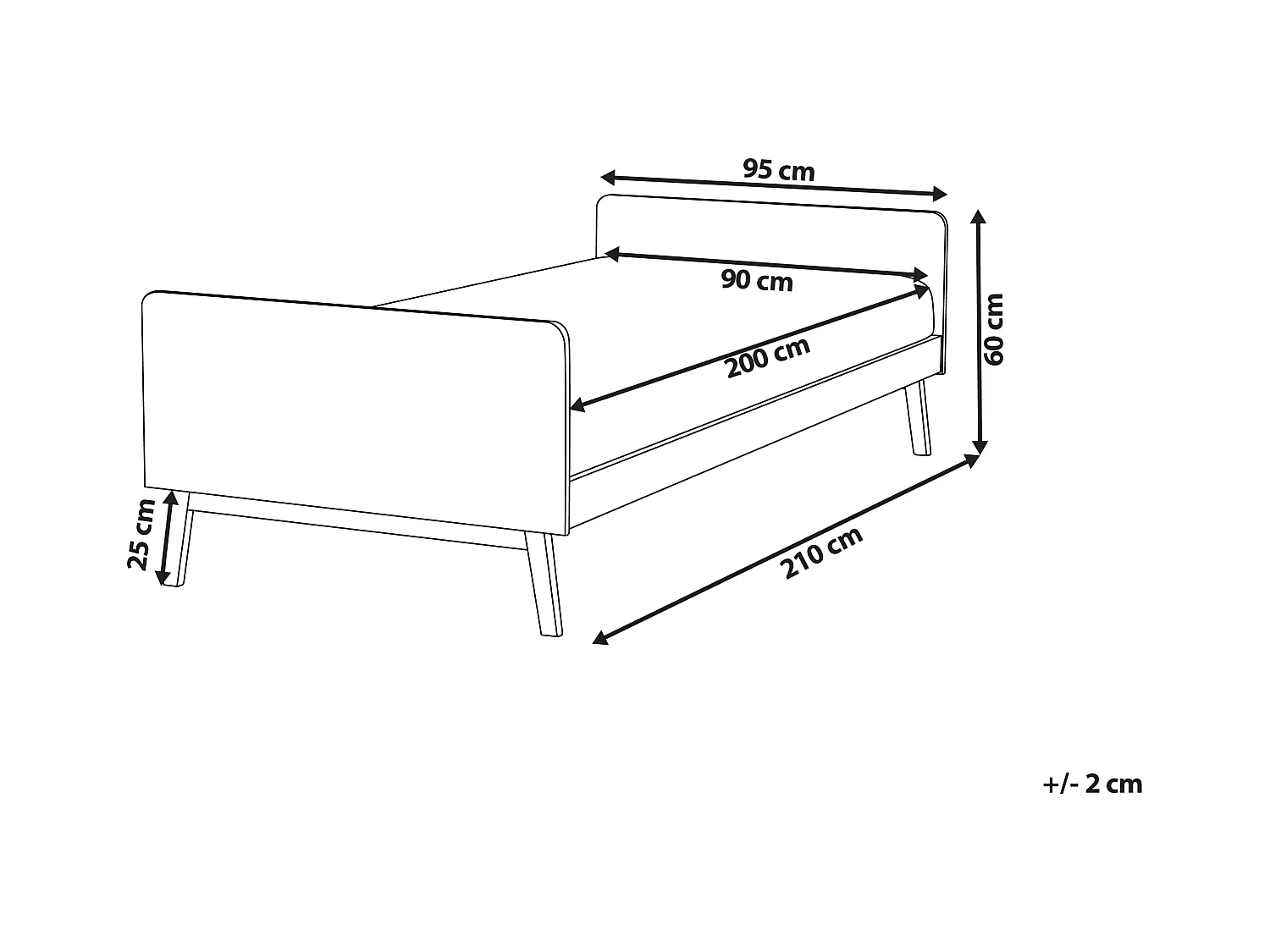 Cama de solteiro em madeira rosa pastel 90 x 200 cm BONNAC