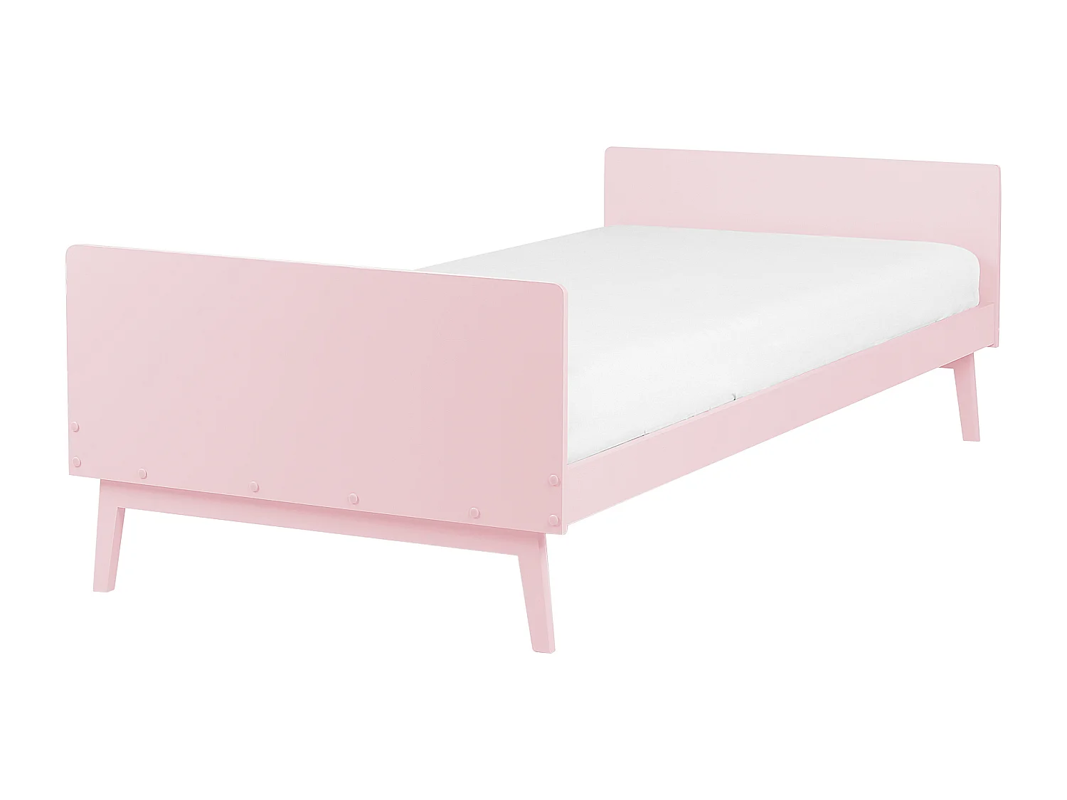 Bett Kiefernholz rosa 90 x 200 cm Einzelbett mit Lattenrost Skandi Stil Bonnac