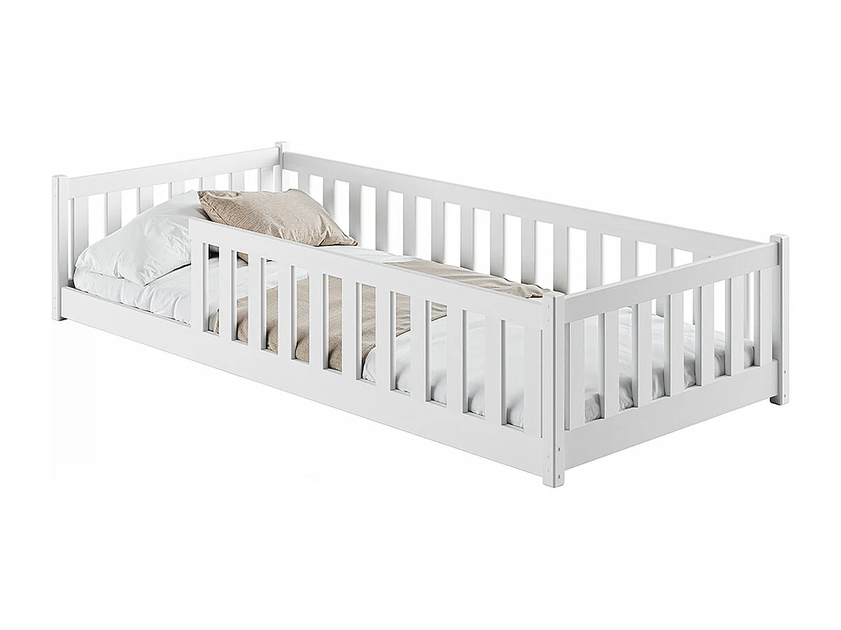 Lit au sol 90x200 sommier inclus Maya Blanc