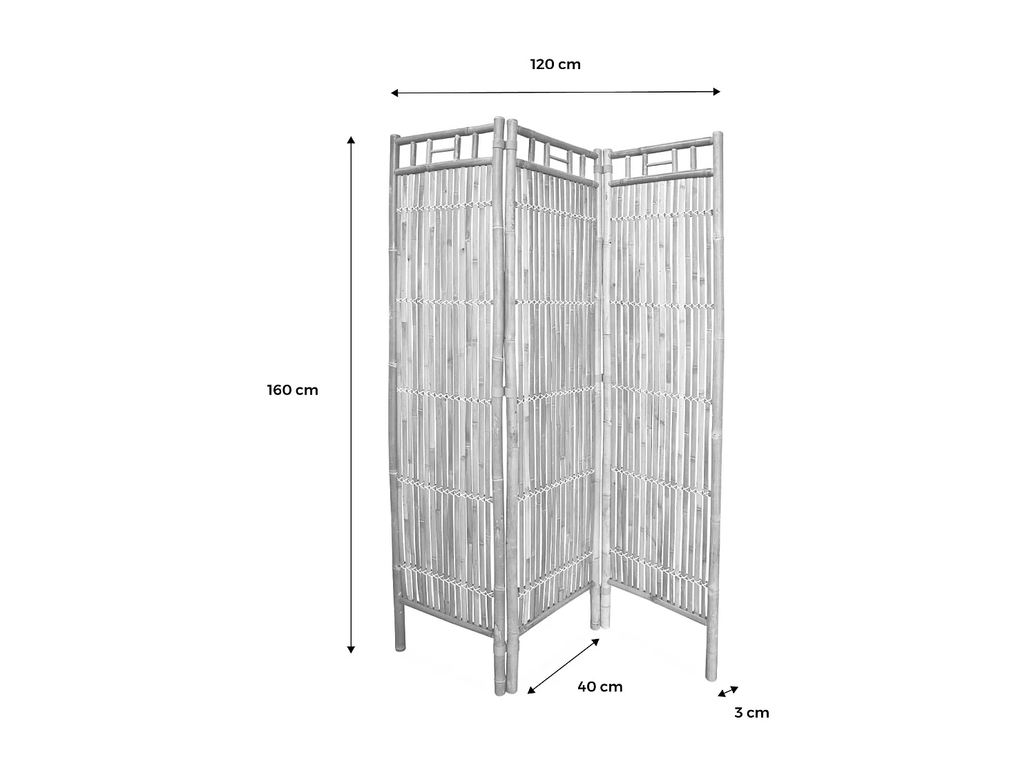 Schermo pieghevole in bambù, marrone naturale