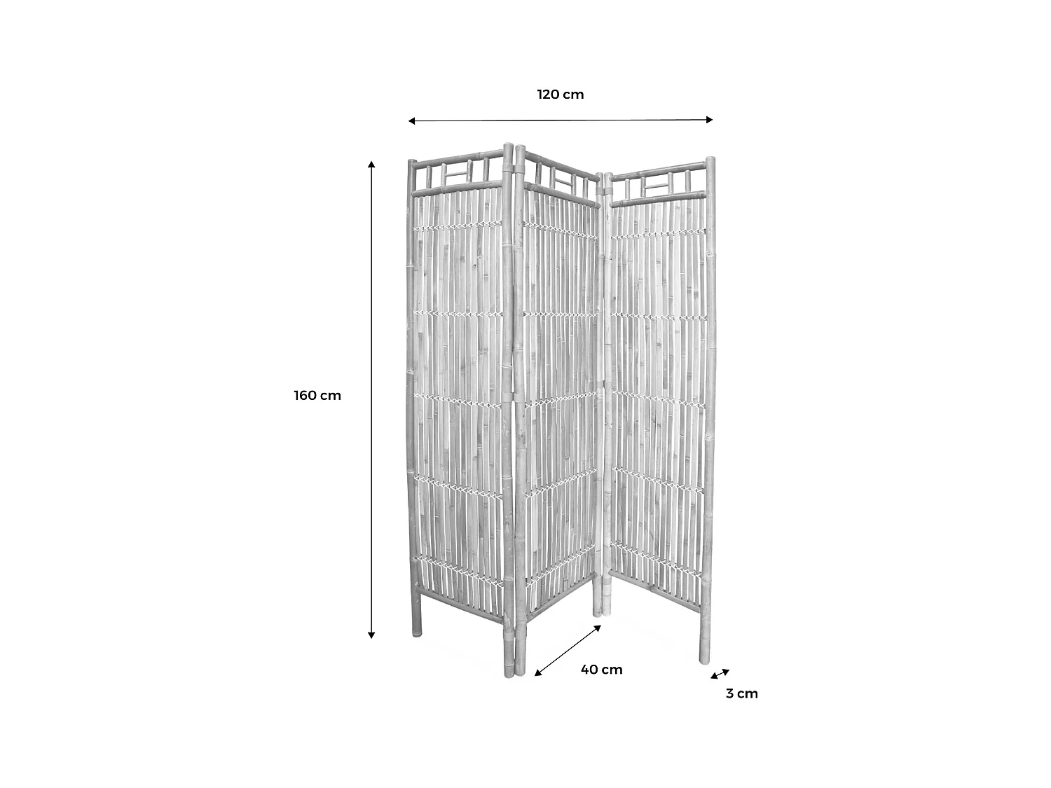 Schermo pieghevole in bambù, marrone naturale