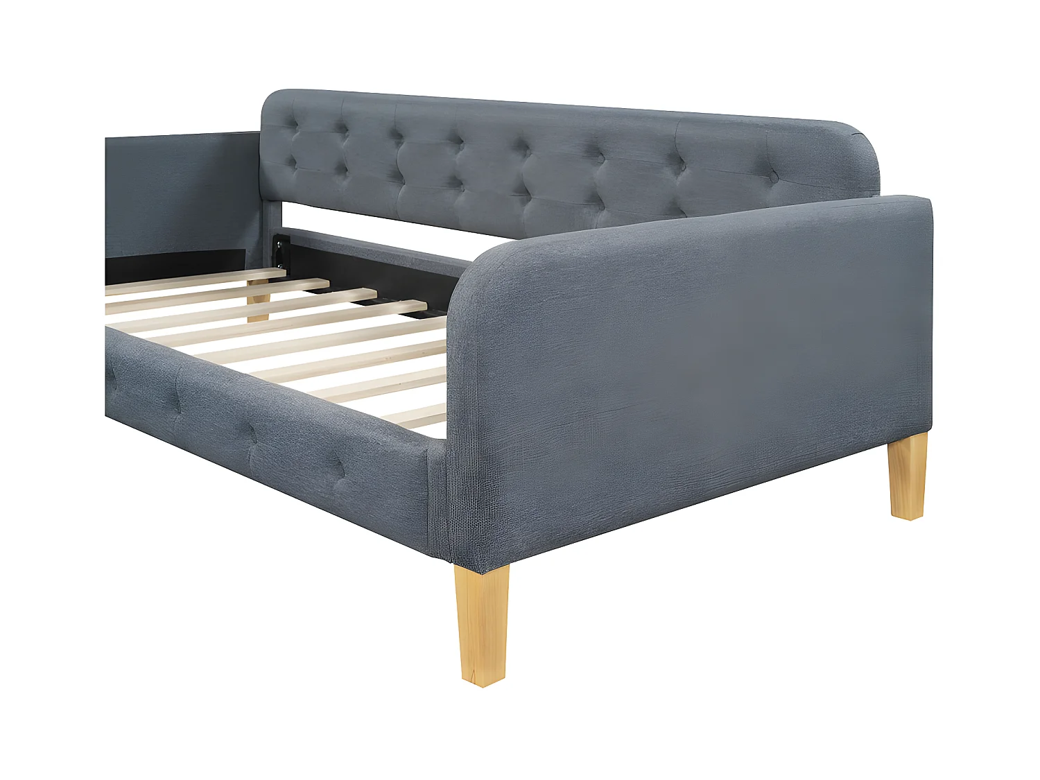 Diván tapizado 90x200 cm - tejido de lino - Gris