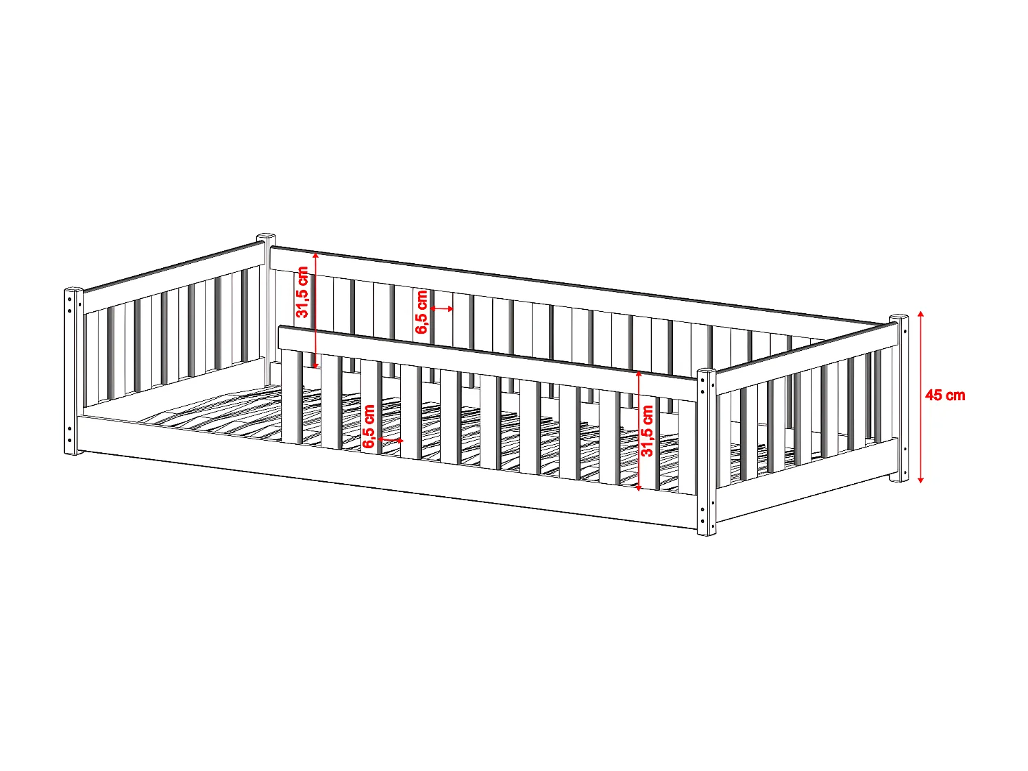Lit au sol 90x200 sommier inclus Maya Bois