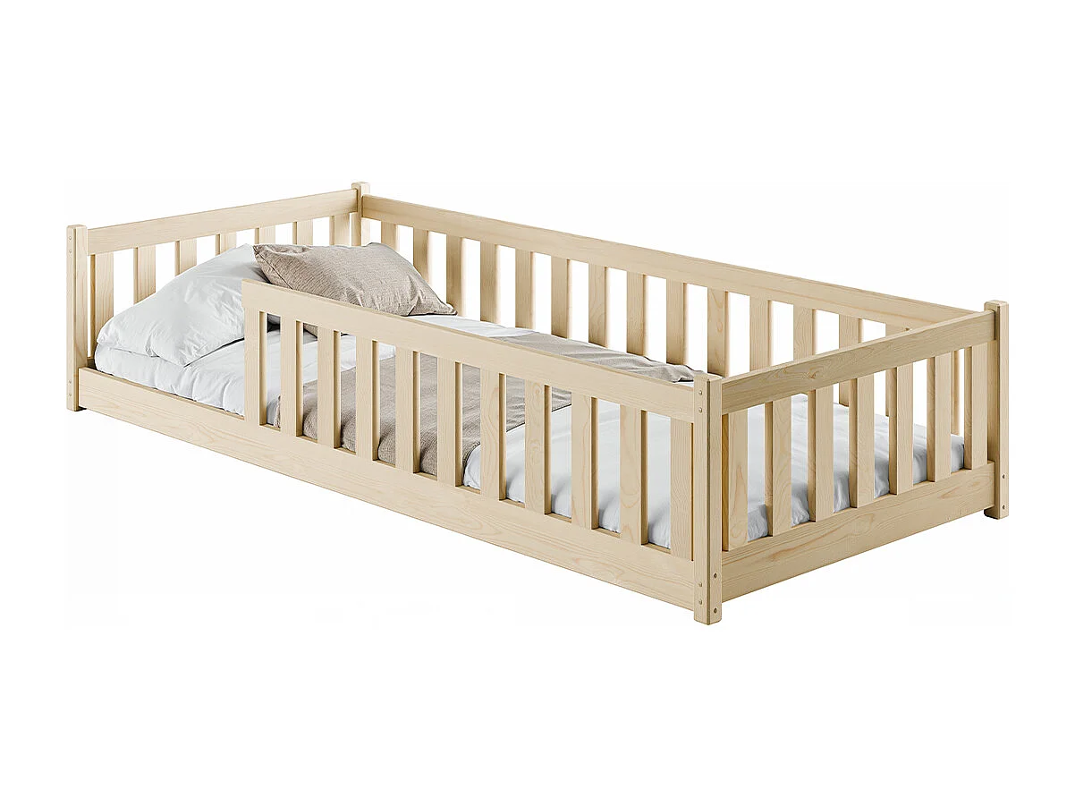 Lit au sol 90x200 sommier inclus Maya Bois