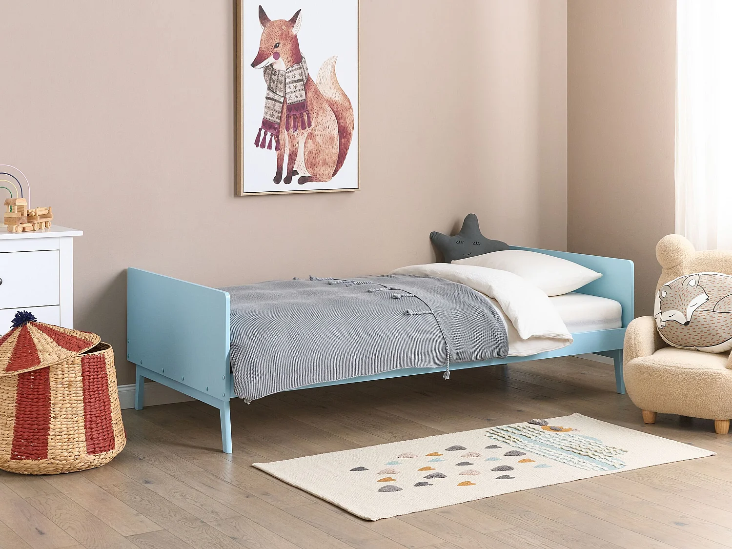 Bed hout lichtblauw 90 x 200 cm BONNAC