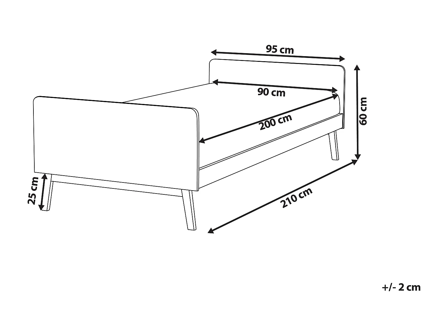 Bed hout lichtblauw 90 x 200 cm BONNAC