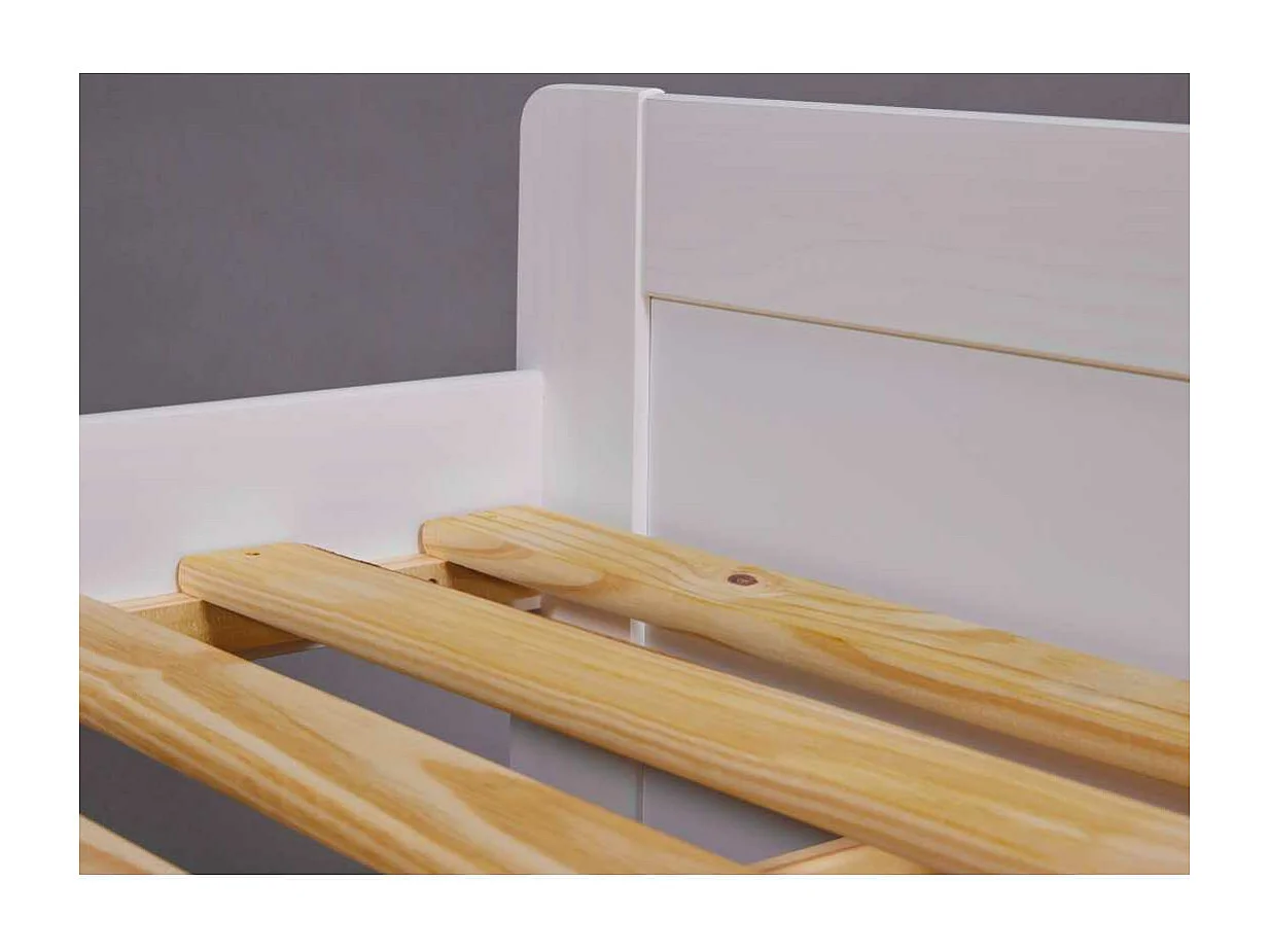 Lit Gigogne 3 Tiroirs & Sommier "Emy" 90x200cm Blanc