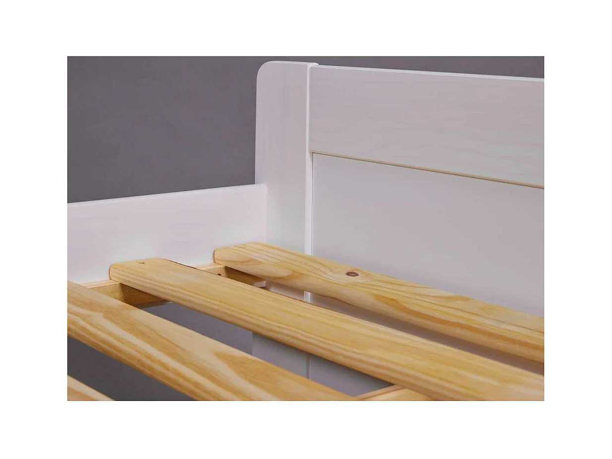 Lit Gigogne 3 Tiroirs & Sommier "Emy" 90x200cm Blanc