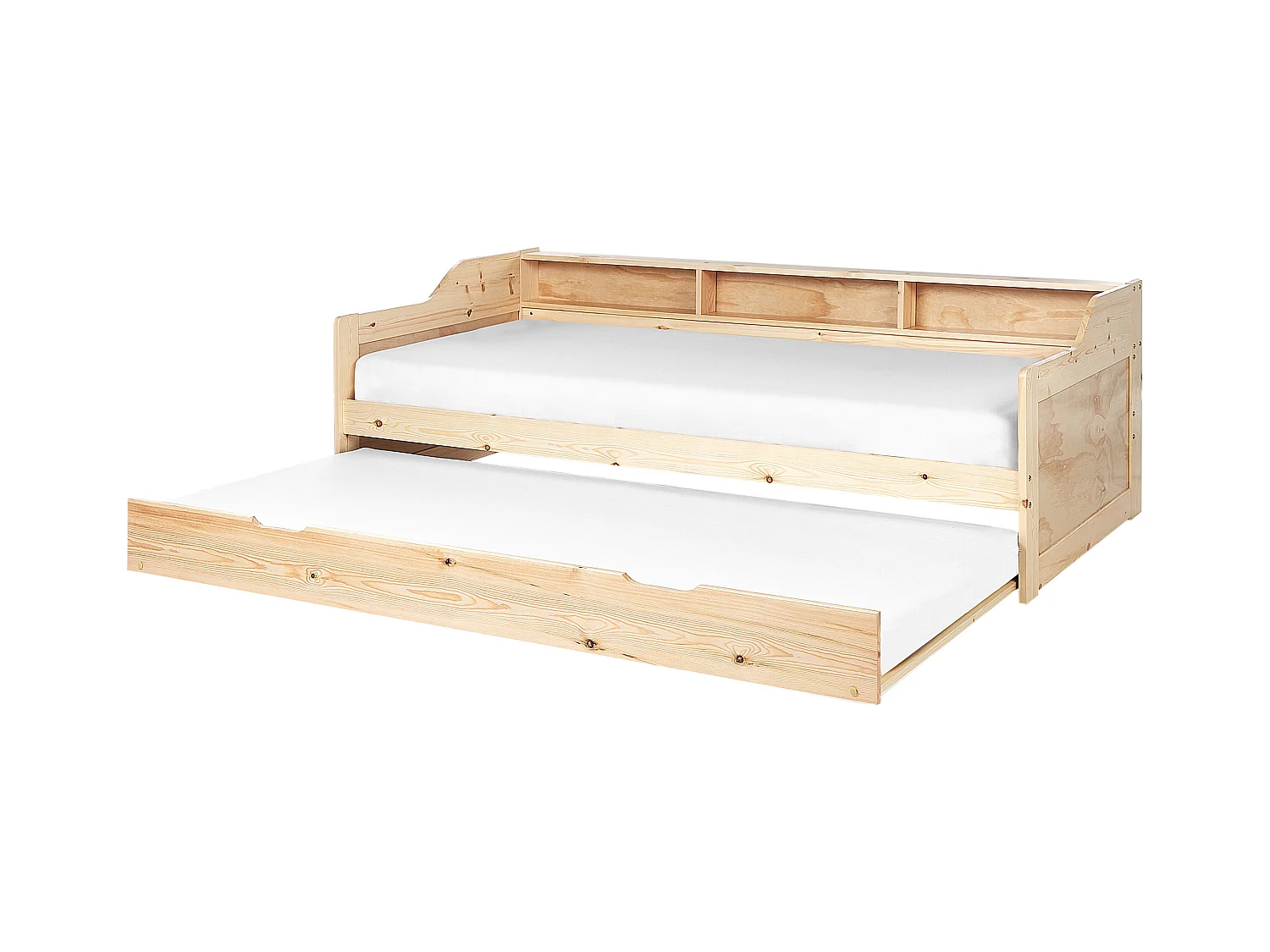 Tagesbett ausziehbar Kiefernholz hellbraun mit Regal Lattenrost 90x200 cm Edern