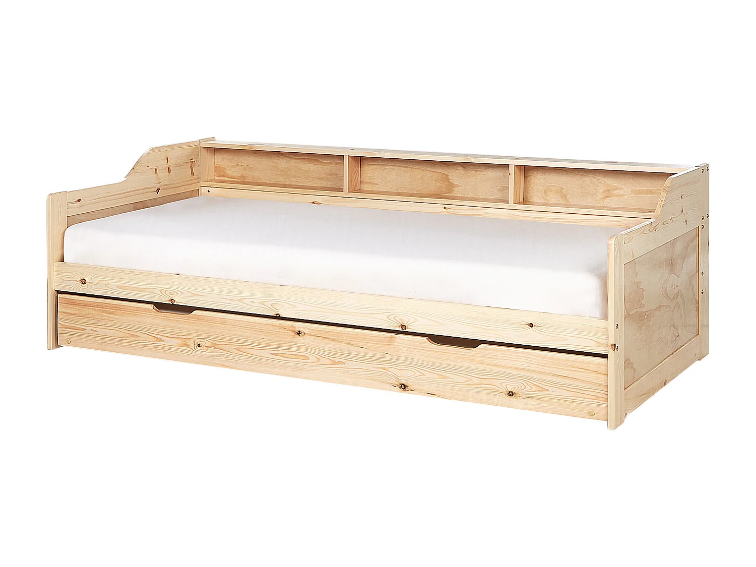 Cama gavetão Pinho EDERN 90 x 200 cm Castanho claro