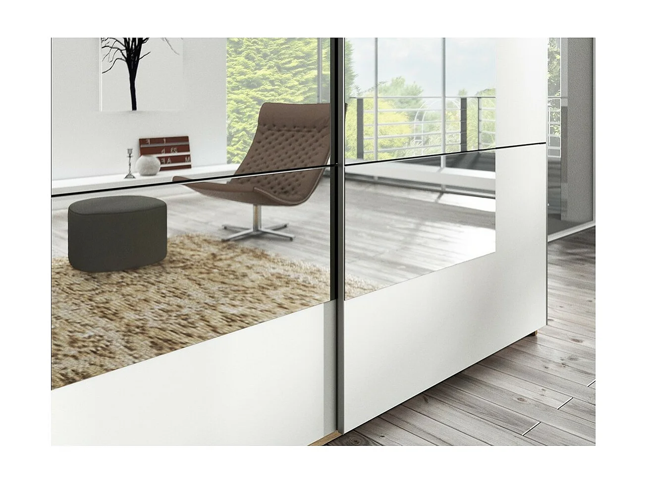 Designerschrank mit 2 Türen, 220 cm, in hellem Eichen- und Weißfarbton. Kollektion EOS