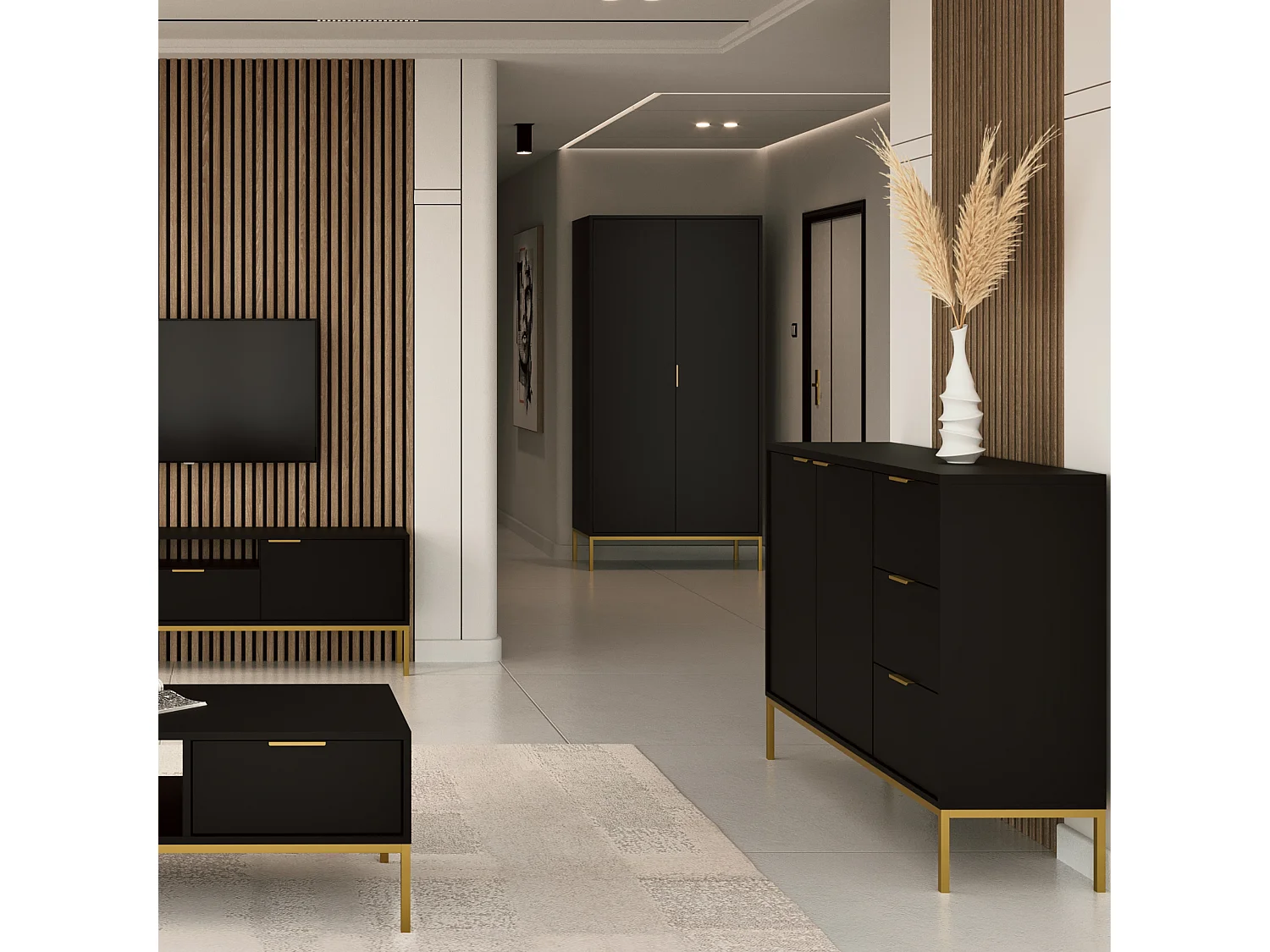 Armoire moderne Kristina 100cm-Couleur Noir