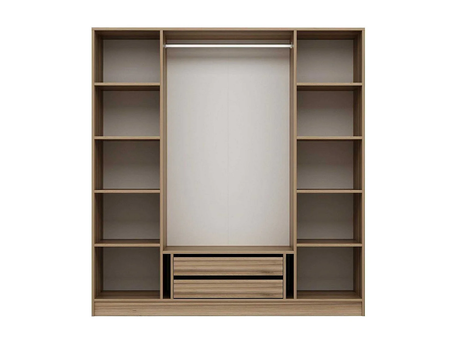 Armoire design 2 portes et 2 portes vitrées Kanowa L180xH210cm Chêne clair et Noir