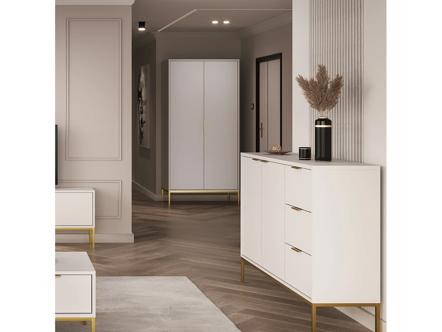 Kristina moderne kledingkast 100 cm-Kleur Wit