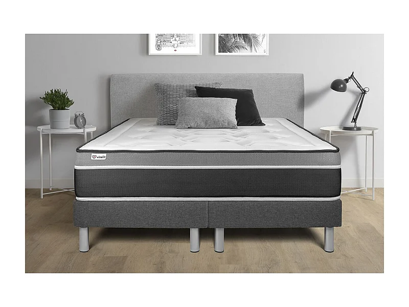 Sommier VITAL'SOM Gris 2 x 90 x 200 cm