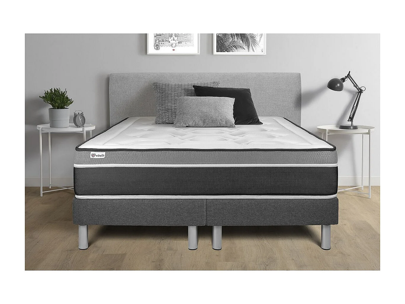 Sommier VITAL'SOM Gris 2 x 90 x 200 cm