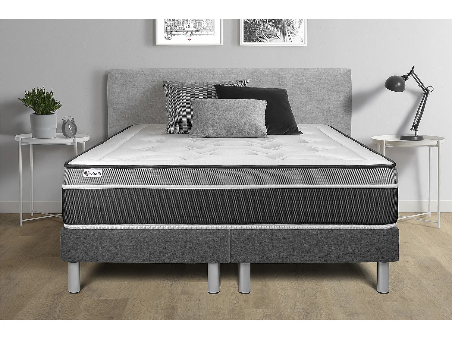 Sommier VITAL'SOM Gris 2 x 90 x 200 cm