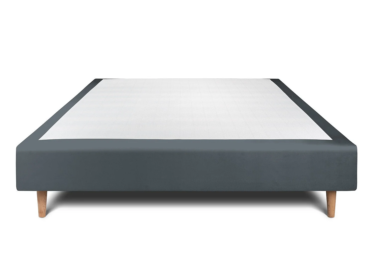 Sommier Tapissier Velours Gris anthracite 150x190 H35cm
